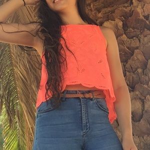 Love Culture Scalloped Pink Top Open Back Design